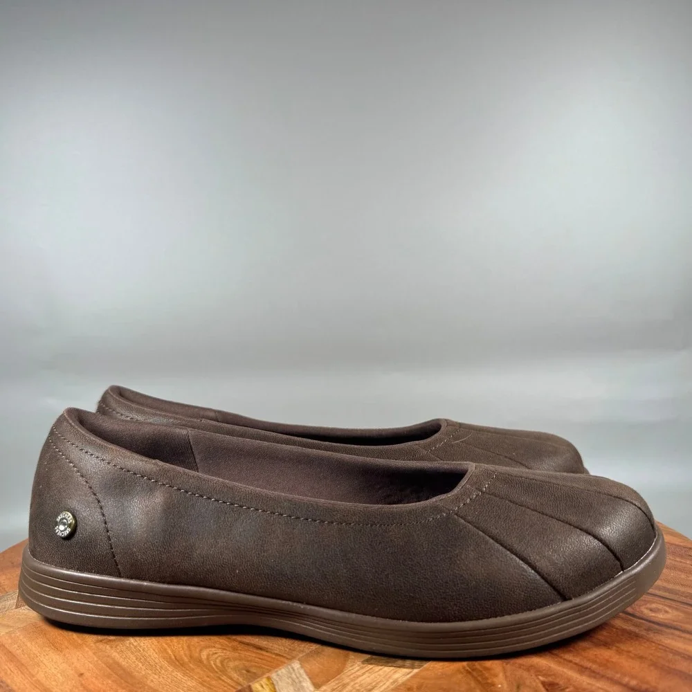 Skechers On-The-Go Brown Slip On Ballet Flats Goga Mat Womens 7.5 136273 CHOC